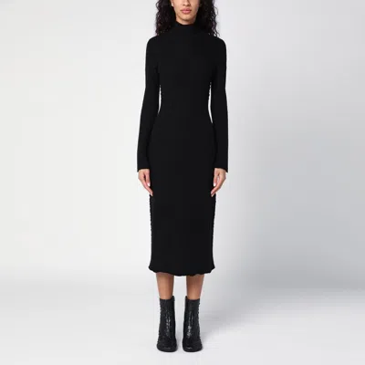Bottega Veneta Black Wool Turtleneck Dress In Black