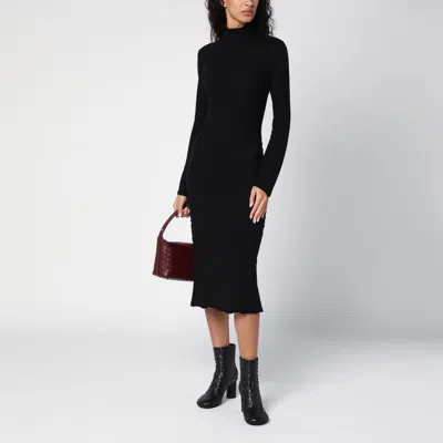 Bottega Veneta Black Wool Turtleneck Dress In Black