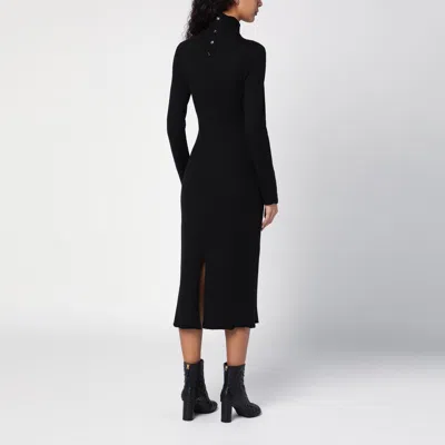Bottega Veneta Black Wool Turtleneck Dress In Black