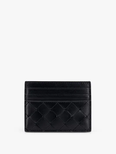 Bottega Veneta Black Card-holder With Intreccio Motif In Leather Woman In Black