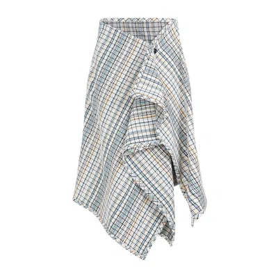 Bottega Veneta Women's Cotton Check Skirt | Size 40 | 782386v3g70 In Multicolor