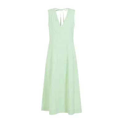 Bottega Veneta V-neck A-line Midi Dress In Green