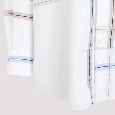 Bottega Veneta Womens White Blue Green Tau Checked Dropped-shoulder Relaxed-fit Cotton Shirt In White