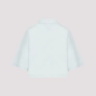 Bottega Veneta Cropped Short-sleeved Polo T-shirt In Blue