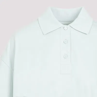 Bottega Veneta Cropped Short-sleeved Polo T-shirt In Blue