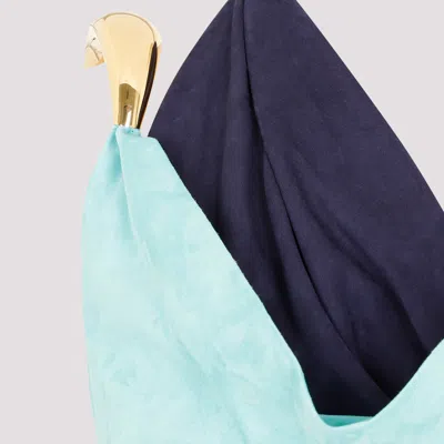 Bottega Veneta Midi Dress In Suede Leather In Blue
