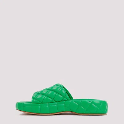 Bottega Veneta Quilted Green Slides With Chunky Sole In Green