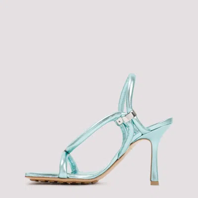 Bottega Veneta Light-blue Leather Stretch Heels In Silver