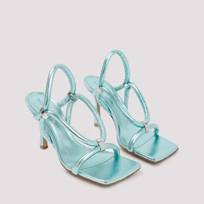 Bottega Veneta Light-blue Leather Stretch Heels In Silver