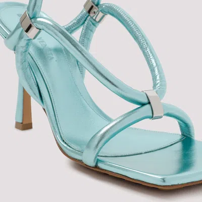 Bottega Veneta Light-blue Leather Stretch Heels In Silver