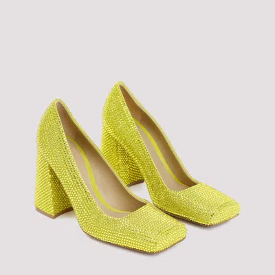 Bottega Veneta Gem-embellished Square-toe Pumps In Green