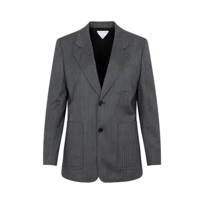 Bottega Veneta Chevron Pattern Jacket In Gray