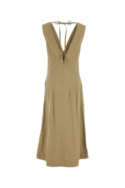 Bottega Veneta Open-back Compact Cotton Dress In Brown