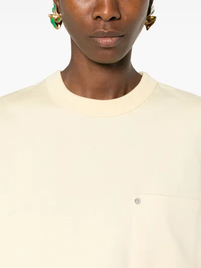 Bottega Veneta Jersey Cropped T-shirt With V Pocket In Multicolor
