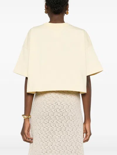 Bottega Veneta Jersey Cropped T-shirt With V Pocket In Multicolor