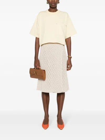 Bottega Veneta Jersey Cropped T-shirt With V Pocket In Multicolor