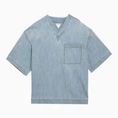 Bottega Veneta Blue Denim Cotton Blouse For Women | Designer Ss24 Collection In Blue