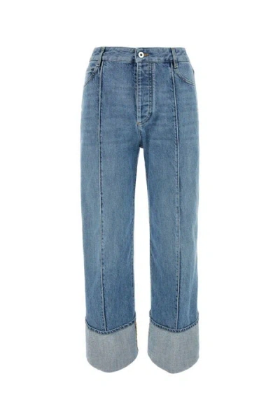 Bottega Veneta Curved Denim Cotton Jeans In Blue