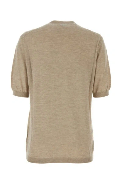Bottega Veneta Short-sleeved Cashmere Pullover In Gray
