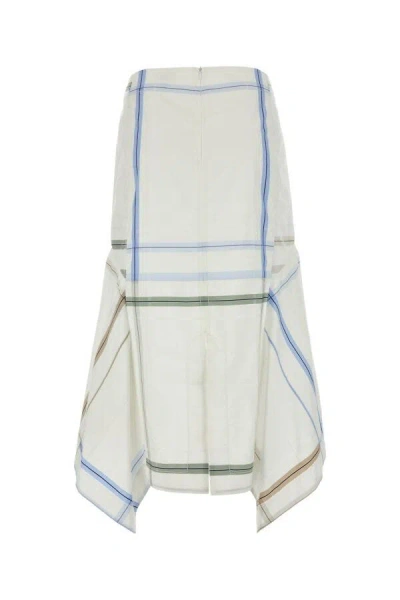 Bottega Veneta Exclusive Checked Cotton Midi Skirt In Multicolor