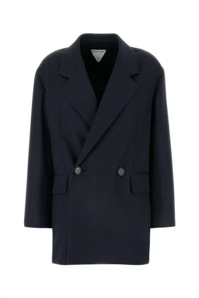 Bottega Veneta Subtle Stripe Double-breasted Wool Jacket In Blue