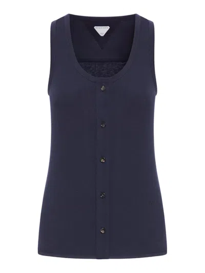 Bottega Veneta Buttoned Scoop Neck Tank Top In Animal Print