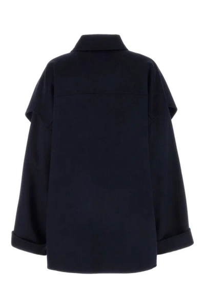 Bottega Veneta Midnight Blue Wool Blend Coat In Blue