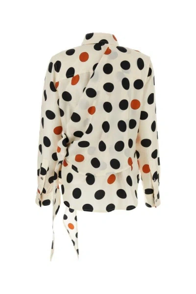 Bottega Veneta Silk Shirt With Polka Dot Pattern And Tie Detail In Multicolor