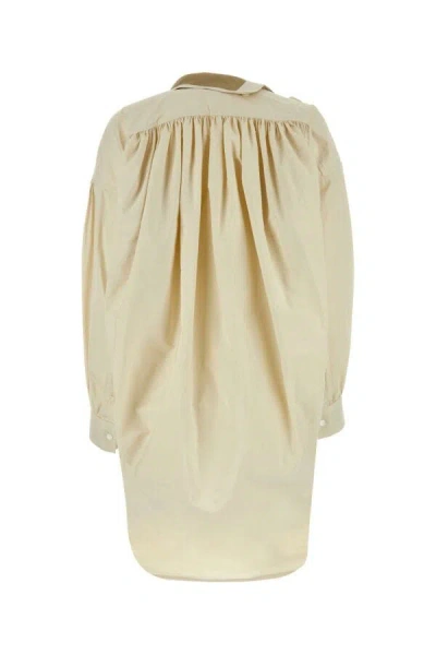 Bottega Veneta Sand Cotton Blend Shirt Dress In Yellow