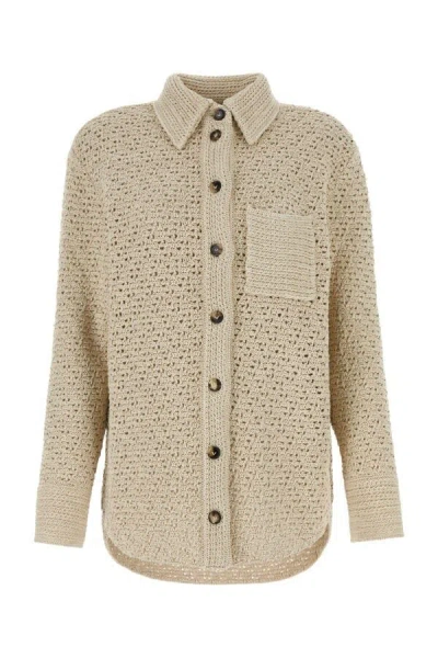 Bottega Veneta Women Sand Crochet Shirt In Brown