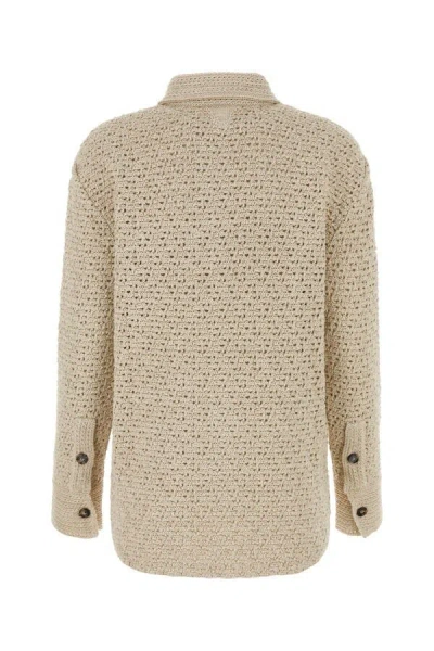 Bottega Veneta Women Sand Crochet Shirt In Brown