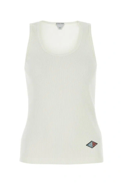 Shop Bottega Veneta Women White Stretch Cotton Tank Top