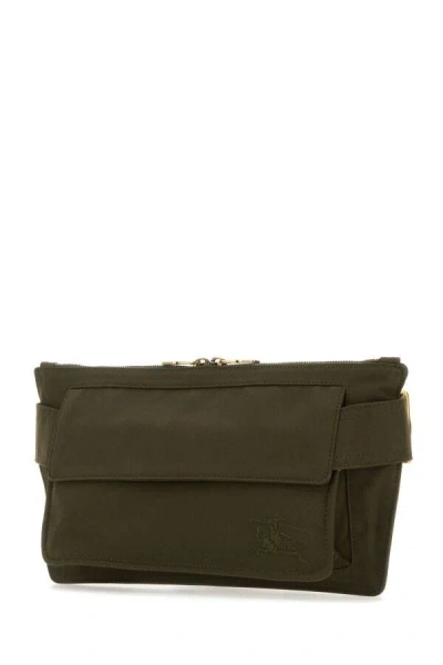 Burberry Men Army Green Canvas Trench Belt Bag In Green