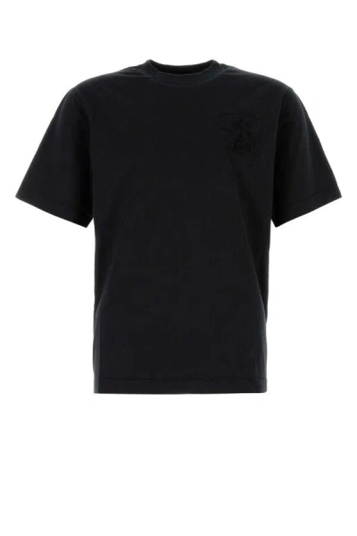Burberry Black Cotton T-shirt In Coal