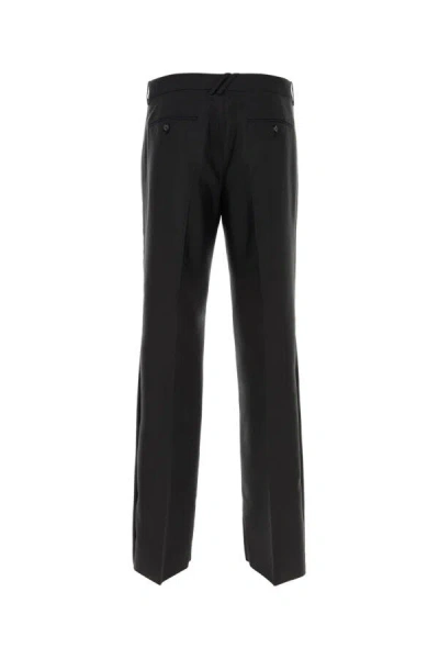 Burberry Suit Pants In Navy Blue Wool. Straight-leg Cut. Zippered Closure And Belt Clip. In Black