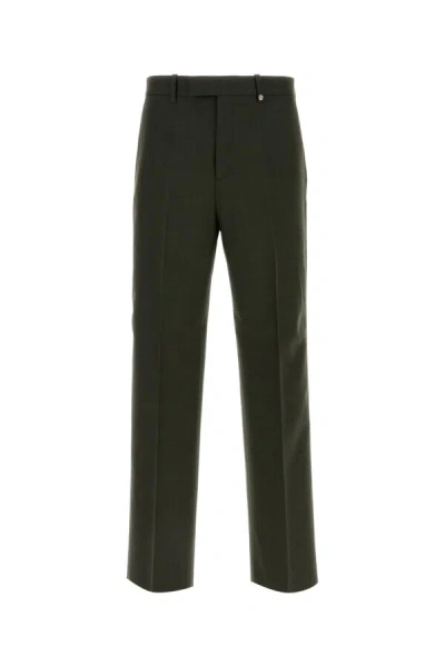 Burberry Wool Trousers With Back Pockets And Belt Loops In Green