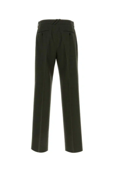 Burberry Wool Trousers With Back Pockets And Belt Loops In Green