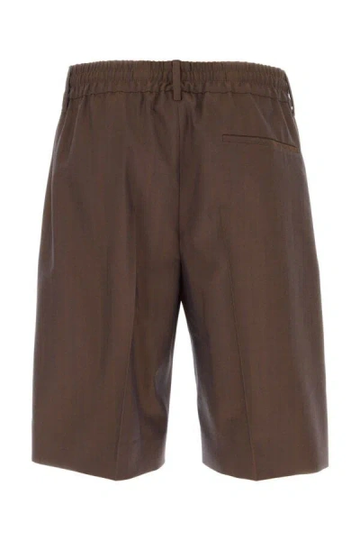 Burberry Bermuda Wool Shorts Loops Belt In Brown