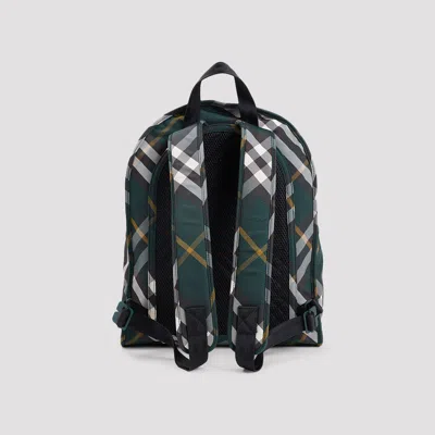 Burberry Check Pattern Shield Backpack With Front Zip In Green