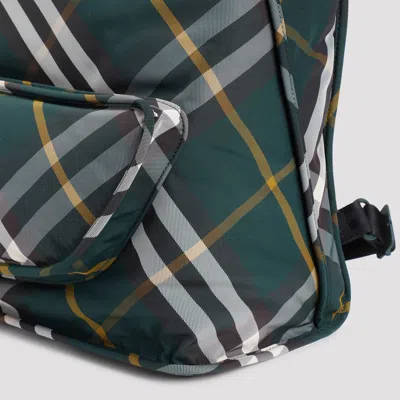 Burberry Check Pattern Shield Backpack With Front Zip In Green