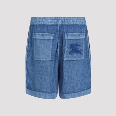 Burberry Linen Shorts With Drawstrings In Blue