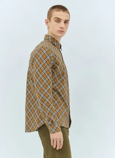 Burberry Vintage Check Long-sleeved Shirt In Brown
