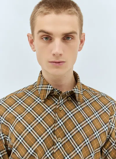 Burberry Vintage Check Long-sleeved Shirt In Brown