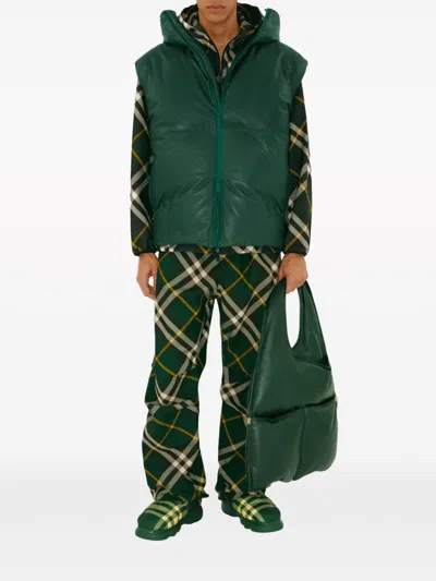 Burberry Men's Check Pattern Trousers With Elastic Waist And Drawstring In Multicolor