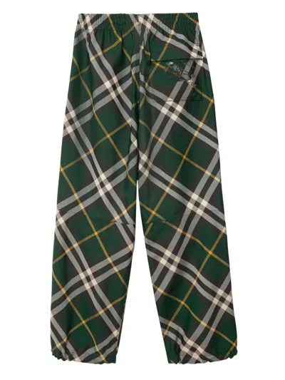 Burberry Men's Check Pattern Trousers With Elastic Waist And Drawstring In Multicolor
