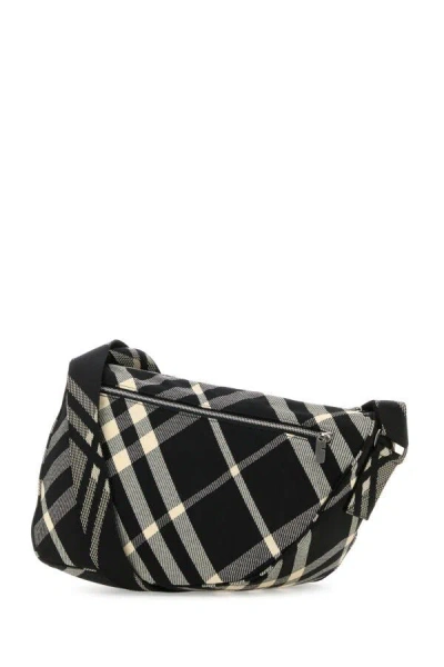 Burberry Men Embroidered Fabric Shield Crossbody Bag In Multicolor