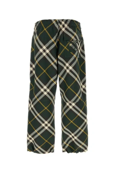 Burberry Men's Check Pattern Trousers With Elastic Waist And Drawstring In Multicolor