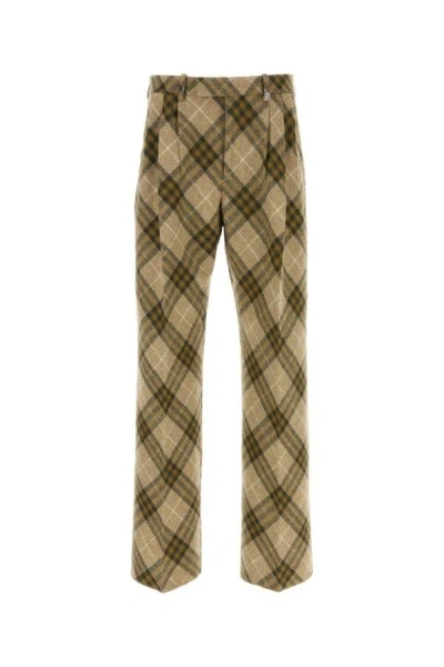 Burberry Embroidered Wool Pants For Men In Multicolor
