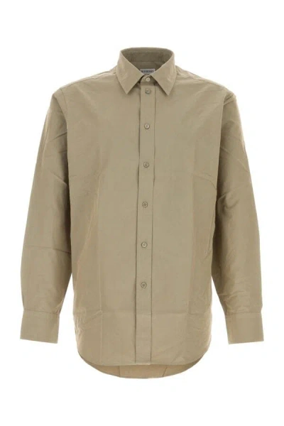 Burberry Poplin Shirt With Long Sleeves And Curved Hem In Green