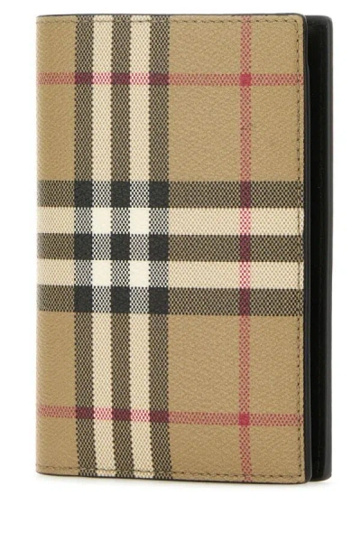 Burberry Beige Printed Canvas Wallet In Neutral